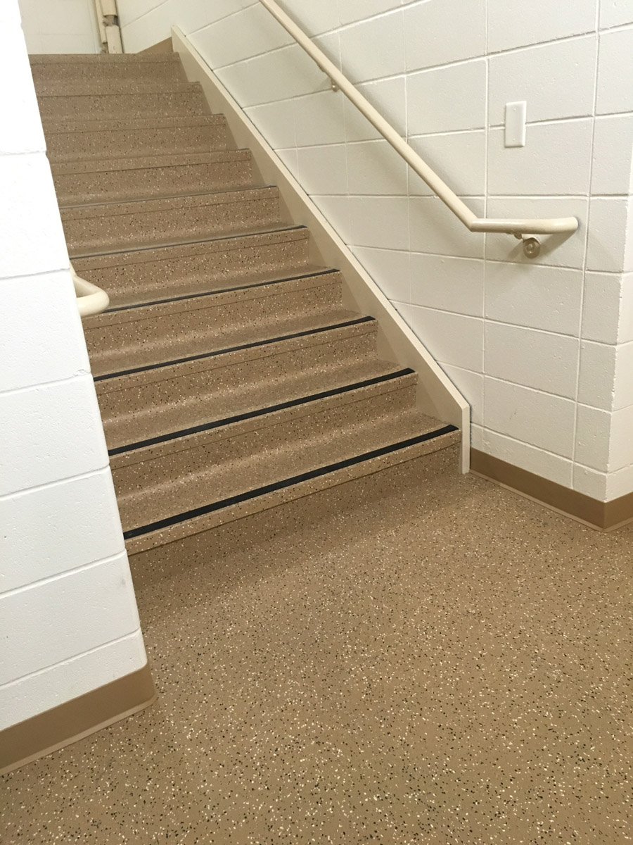 Hospital Stairwell with Nora Rubber Treads & Tiles