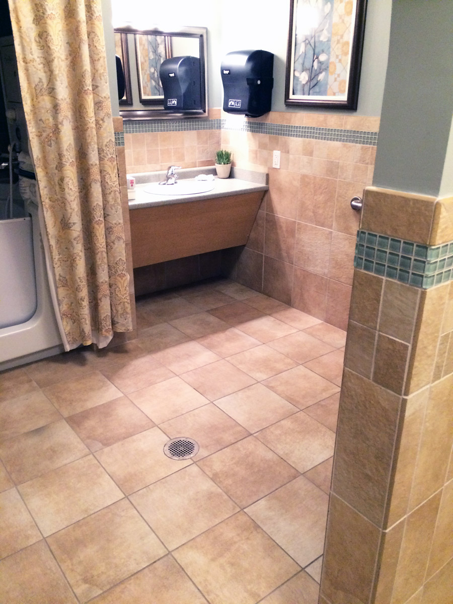 Mix of tile in an Assisted Living Tub Room.