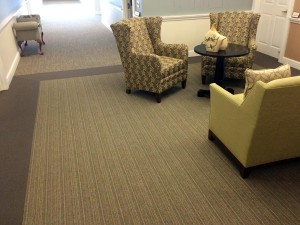 Patterned Carpet Sitting Area.