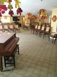 Patterned Carpet in Dining Room