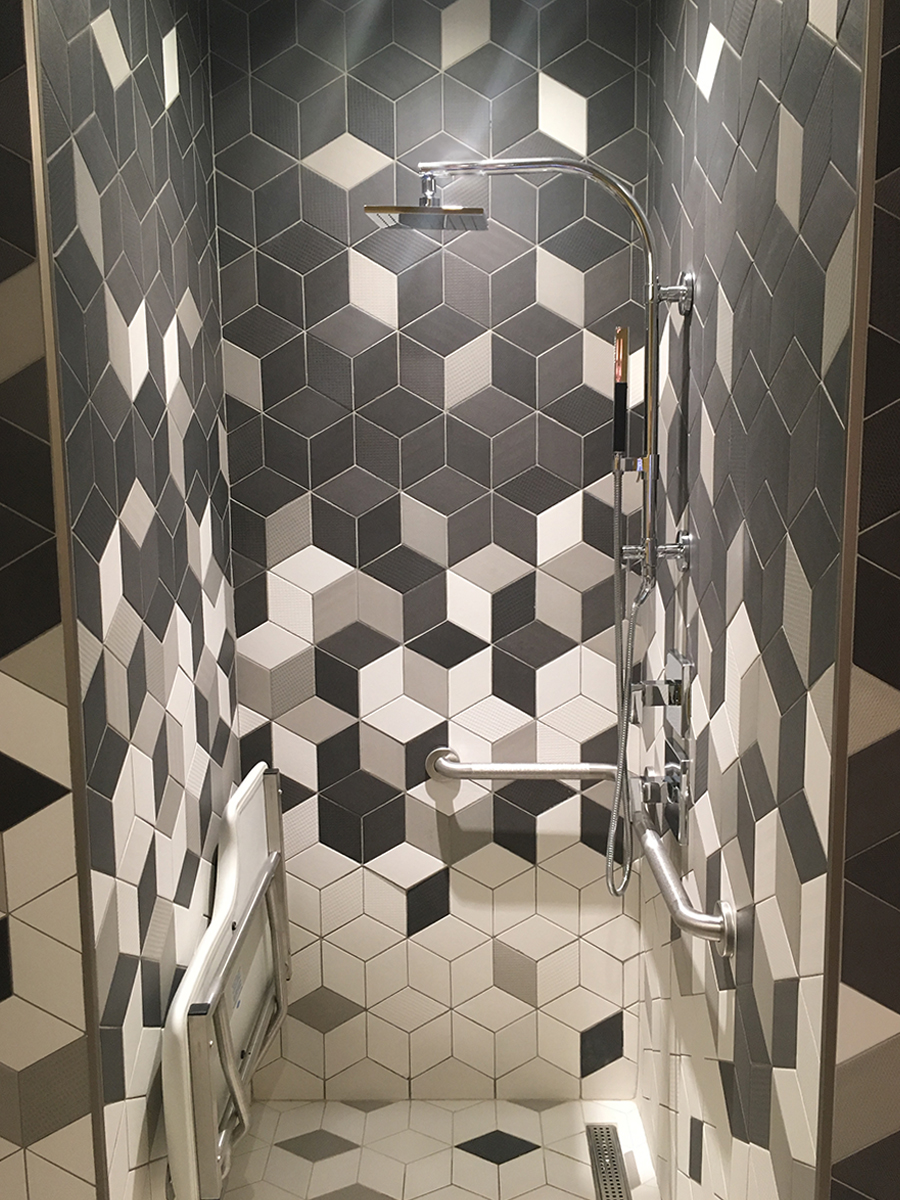 MIT McCormick Hall tile, patterned tile, Schluter